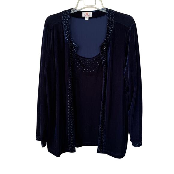 Quacker Factory Navy Blue Bling trim size 2X - Picture 1 of 8